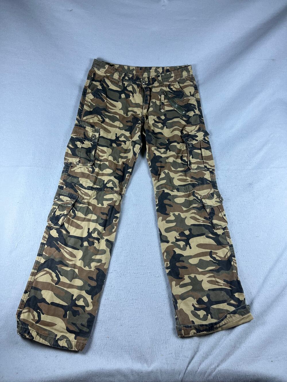 Vintage Camo Cargo Pants Men 32 Green Woodland Multi Pockets Utility Outdoor Y2K